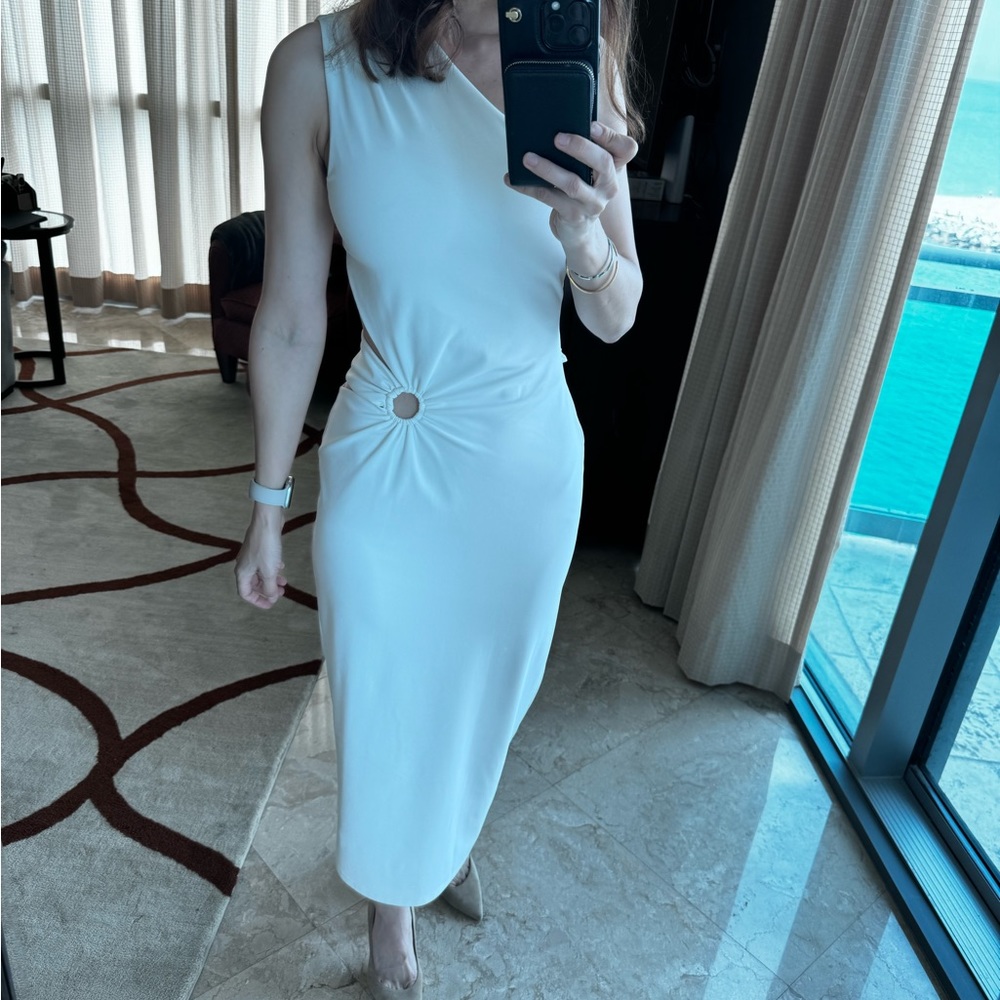 Off white midi dress with cut outs - Picture 9 of 10